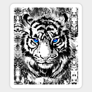 White Tiger Head - Vintage Retro Tiger Face Sticker